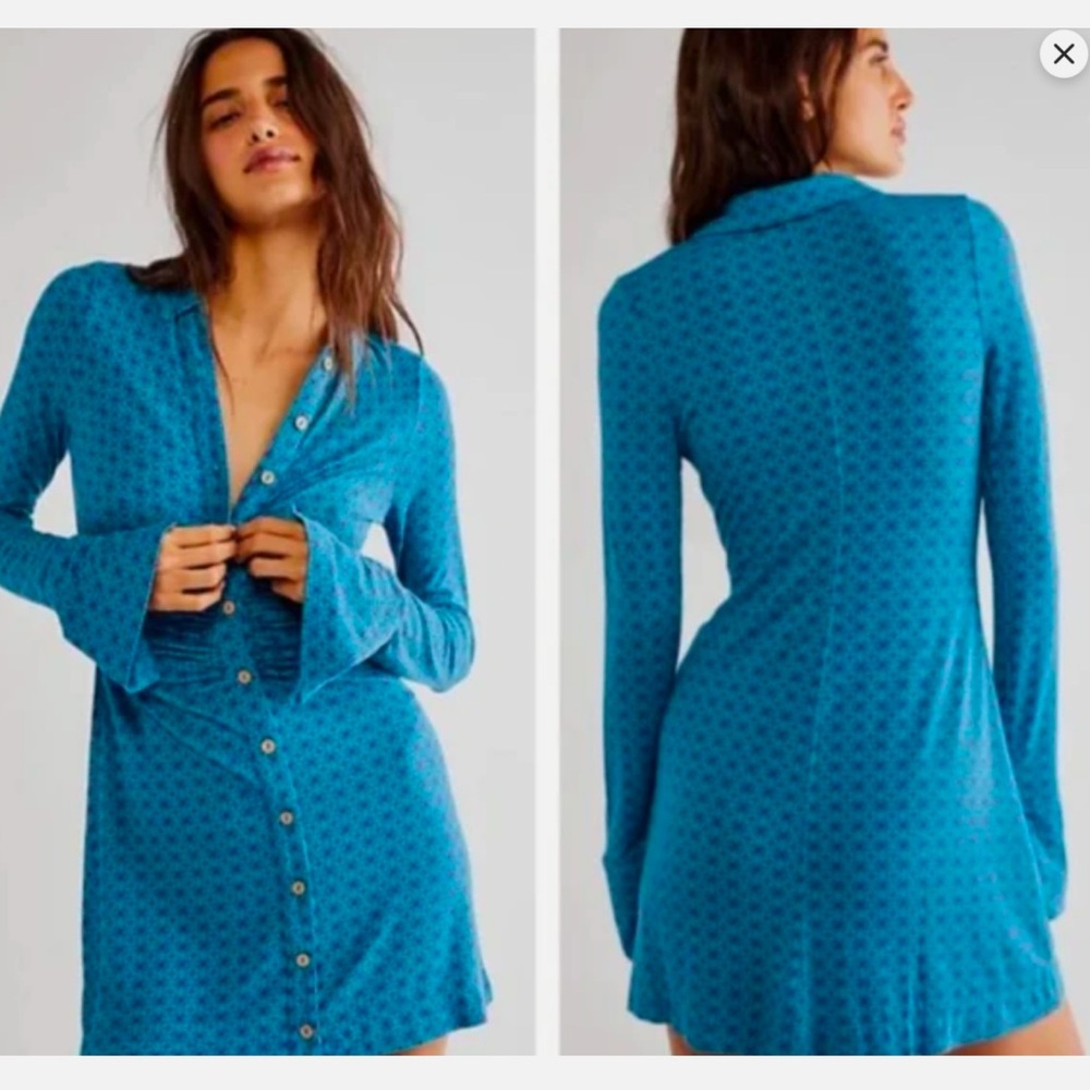 Free People Shayla Ruched Mini Dress | Long Sleeve Ruched Free People Dress